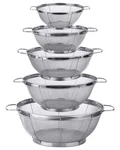 5 Pack 18/8 Stainless Steel Colander Set Multi-size Mesh Strainer Net Basket. Fixed Price $51.71.