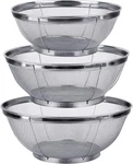 3 Pack Strainers For Kitchen, 18/8 Stainless Steel Colander, Fine Mesh Silver. Fixed Price $26.05.