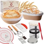 Sourace Sourdough Starter Kit With 10" Round & 9" Oval Banneton Proofing Basket. Fixed Price $56.23.