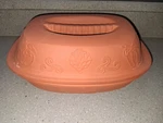 Blue Jean Chef Terra Cotta Clay Cooker Baker W/ Lid Large Glazed Dutch Oven. Fixed Price $30.00.