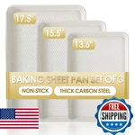 Baking Pan Set Of 3 Nonstick Carbon Steel Cookie Sheets Texture Commercial. Fixed Price $46.57.