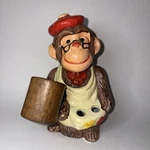 Vintage Ceramic Monkey Nutcracker 8" Tall W/wooden Mallet Hat Glasses Bow Tie. Fixed Price $11.24.