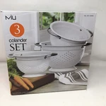 Miu 3 Pieces Colander Set - Nesting Metal White With Handles. Fixed Price $19.13.