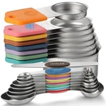 Magnetic Measuring Cups And Spoons Set Including 8 Stainless Steel Stackable. Fixed Price $84.56.