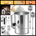 3 Pack Flour Sifter Set - 5 Cup Hand Crank, Stainless Steel Mesh, Baking Dusting. Fixed Price $26.99.