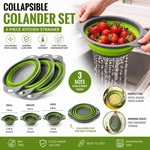 Basket Collapsible Colander Set Of 3 Round Silicone Kitchen Strainer. Fixed Price $18.99.
