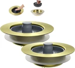 Hibbent 2-PACK Upgraded 3 1 Kitchen Sink Drain Strainer Stopper Combo, Gold. Fixed Price $9.35.