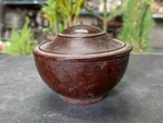 Vintage Handcrafted Wooden Indian Bake-o-brass Bombay NO.1 Made Bowl With Lid. Fixed Price $118.00.