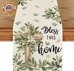 Cross Olive Leaves Spring Table Runner,seasonal Summer Easter Kitchen Dining. Fixed Price $9.68.