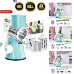 Cheese Grater Hand Crank Stainless Steel With 3 Blades Compact Kitchen Tool. Fixed Price $40.38.