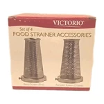 Victoria Set Of 4 Food Strainer Accessories! Extra Course - Spiral Fine &. Fixed Price $29.99.