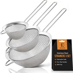 Eleen Premium Stainless Steel Fine Mesh Strainers For 1, Silver - Pack Of 3. Fixed Price $18.84.