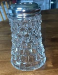 Vintage Fostoria American Clear Sugar Shaker Glass W/ Metal Lid 4.5". Fixed Price $38.00.