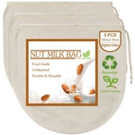 3 Pcs 12"X12" Nut Milk Bags - 100% Unbleached Cotton Cheesecloth Reusable Food. Fixed Price $9.75.
