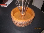Vintage Mcm Nut Cracker Set Wooden Log Bark Bowl With & Picks. Fixed Price $19.95.
