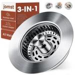 3-IN-1 Stainless Steel Kitchen Sink Drain Strainer, Jomst Gadget. Fixed Price $22.01.
