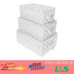 Set Of 3 Storage Baskets For Organizing With Lid, Mesh Hand-woven Design, Linen. Fixed Price $57.74.