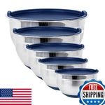 Fitzroy And Fox Stainless Steel Mixing Bowls With Lids Non Slip Bases (set. Fixed Price $65.70.