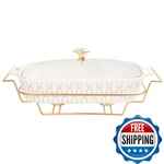 Jinsongdafa 11 X 8 Ceramic Casserole Dish Glass Lid And Rack 50 Ounce Serving. Fixed Price $41.88.