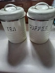 Typhoon Vintage Kitchen Tea And Coffee Canister With Lids Light Green Inside. Fixed Price $16.95.