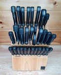 Ronco 30 Slot Knife Block Set W/ Steak Knives Complete Kitchen Cutlery. Fixed Price $125.00.
