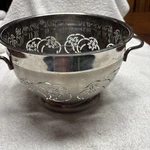Stainless Steel Colander Strainer With Tomato Cutouts Measuring 9 By 6 Tall. Fixed Price $12.66.