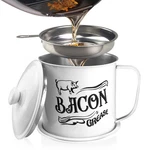 Stainless Steel Bacon Grease Saver, 1.3L Oil Keeper With Mesh Strainer. Fixed Price $25.98.