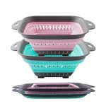 Fglmctsh Collapsible Colander Set, Square 10.8"L X 8.6"W 2"H, Red & Green. Fixed Price $17.84.