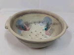 Studio Art Pottery Ceramic Bowl Colander Strainer Signed 8 Inch Diameter. Fixed Price $25.00.