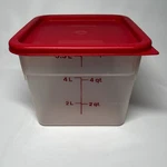 Cambro 6SFSPP190 Camsquare Storage Container, Translucent, Qt. With Red Lid... Fixed Price $19.95.
