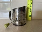 Vtg Jacob Cromwell Hand Crank Cup Mini Flour Sifter - Height 3 1/2 Inches. Fixed Price $12.50.