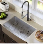 Karran Farmhouse Apron Front Stainless Steel 33" Single Bowl Kitchen Sink. Fixed Price $300.00.