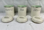 Typhoon Steel Tea Coffee Sugar Canister 3 Set Airtight Storage Tins Lid. Fixed Price $29.74.