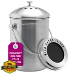 Epica Countertop Compost Bin 1.3 Gal - Odorless Kitchen Indoor Stainless Steel. Fixed Price $44.99.