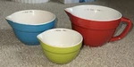 Creative Co-op Stoneware Batter Bowl Measuring Cups. 1/2, &. Fixed Price $17.98.