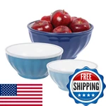 Oggi Set Of 3 Ribbed Mixing Bowls Lids - Nested Plastic For Kitchen. Fixed Price $40.88.