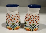 Polmedia Spring Flowers Salt Pepper Shaker Polish Pottery Stoneware Multi-color. Fixed Price $16.95.