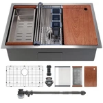 32" X 19" Multifunctional Undermount Workstation Kitchen Sink S304 Stainless .... Fixed Price $432.44.