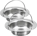2 Pack Kitchen Sink Drain Strainer With Handle, Stainless Steel Large. Fixed Price $8.72.