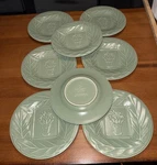 8 Pfaltzgraff Flower Garden Naturewood Green Plate 9" Luncheon Buffet Embossed. Fixed Price $84.99.