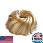 Nordic Ware Swirl Bundt Pan, 10-CUP, Gold Cast Aluminum. Fixed Price $91.20.