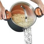 Gotham Steel 5 Quart Stock Pot Multipurpose Pasta With Strainer Lid & Twist. Fixed Price $39.85.