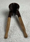 Vintage Metal Heavy Duty Wooden Handle Walnut Pecan Brown. Fixed Price $9.85.