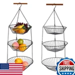Junchu Cherry 3-TIER Hanging Fruit Basket 2-PACK, Wall Mount, No-drill. Fixed Price $48.66.