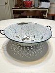 Rustic Farmhouse Blue White Swirl Enamelware/ Granitware Colander Strainer. Fixed Price $15.00.