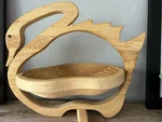Vtg Elan Wooden Suspended Collapsible Swan Rubberwood Bowl 1999 Basket In Box. Fixed Price $9.99.