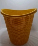 Vtg Fesco Plastic Trash Can Gold Waste Basket Weave 11" Mid Century Kitchen Usa. Fixed Price $19.00.