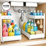 Exovyn Under Sink Organizer, Bathroom 14.02" 10.63" 14.76", Milk White. Fixed Price $43.72.