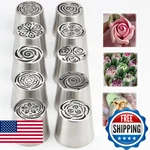 Baipesiy 10PACK Russian Piping Flower Nozzles Extra Large Stainless Steel Rose. Fixed Price $51.93.