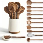 Smirly 12-PIECE Premium Luxury Acacia Wood Utensil Set & Spoon Rest For Cooking. Fixed Price $48.99.